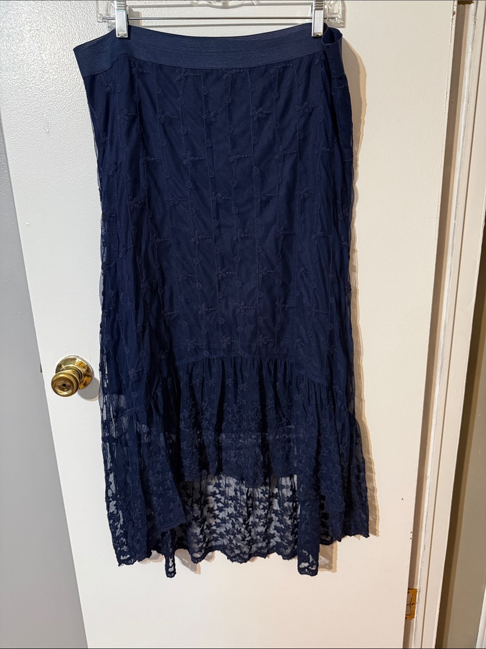 Cato Navy High-Low Lace Skirt